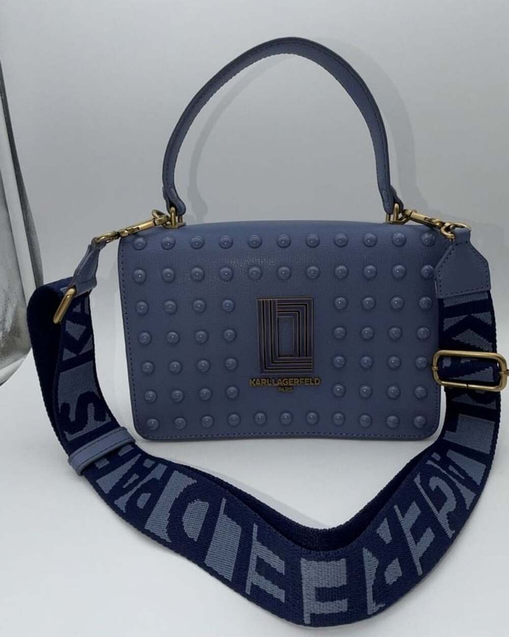 Karl Lagerfeld Paris Simone Dots Crossbody Blue Fog Structured Handbag